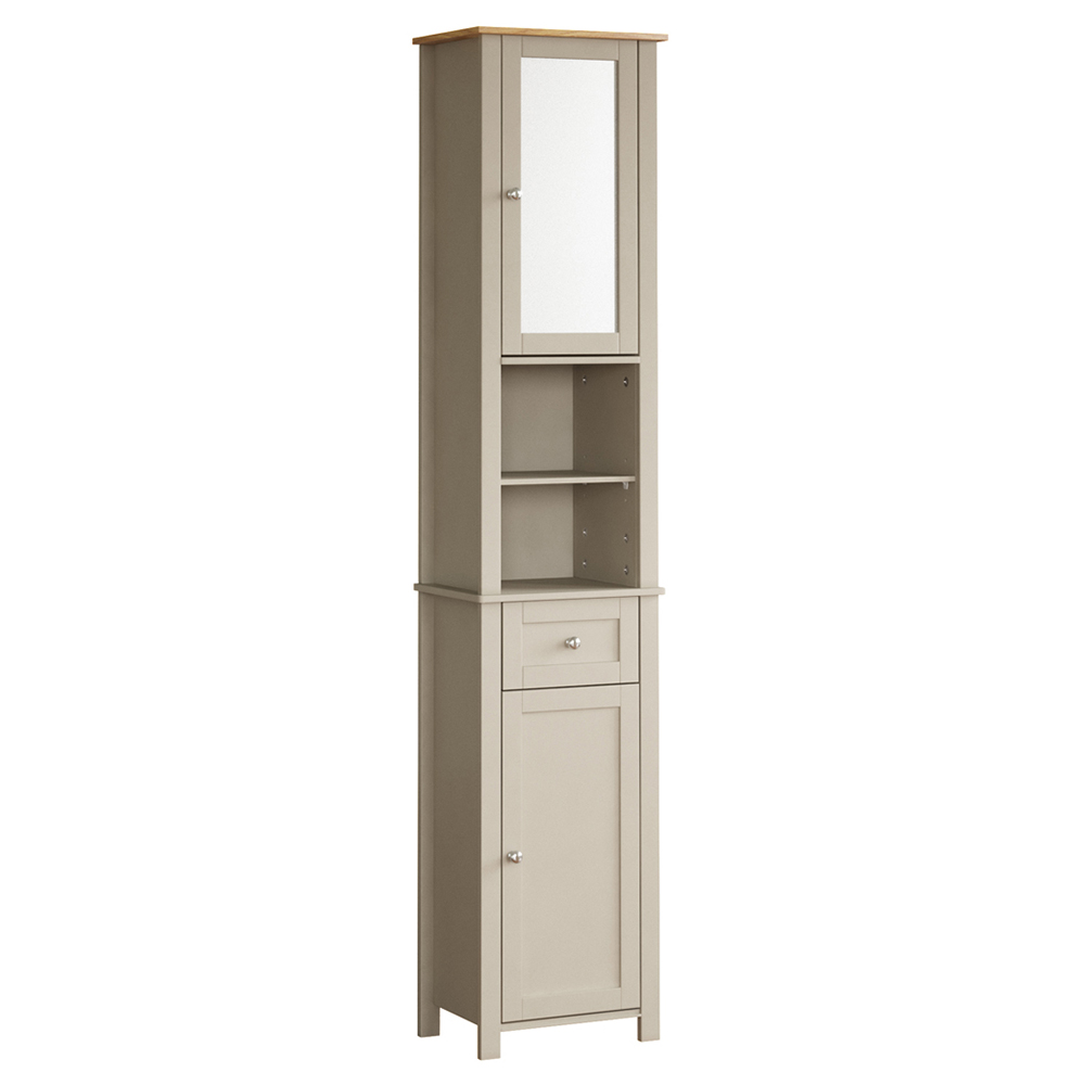 Bath Vida Priano 2 Door Single Drawer Mirrored Tall Floor Cabinet Image 2