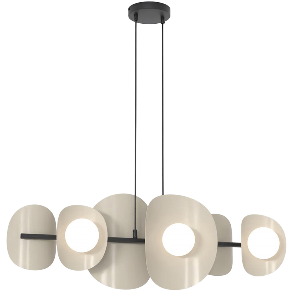 Emibig Elementi 6 Light White Shade Mocha Pendant Lamp Image 1