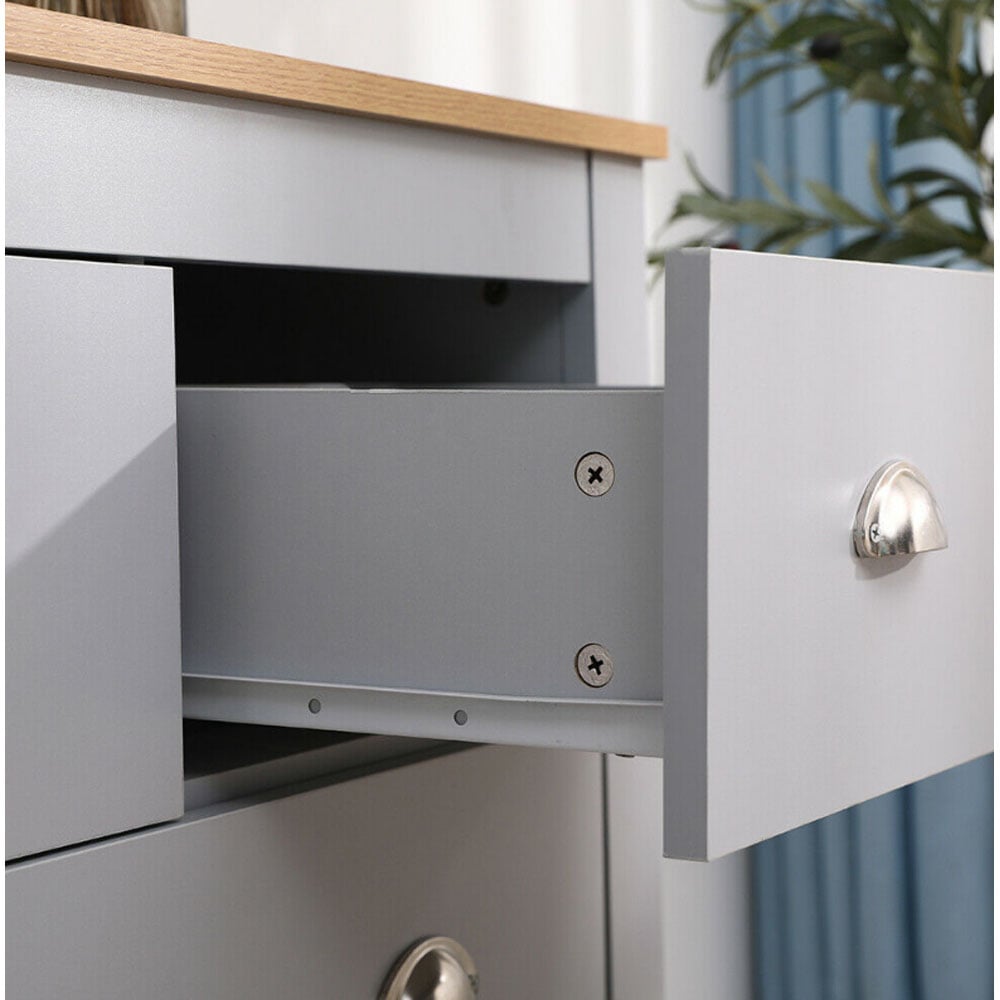 FurnitureHMD 4 Drawer Grey and Oak Effect Wooden Chest of Drawers Image 3
