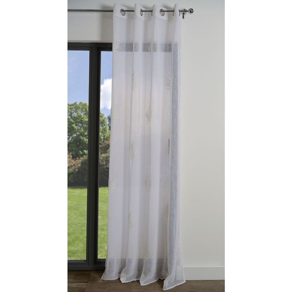 Divante White Fern Embroidered Eyelet Voile Curtain 140 x 240cm Image 2