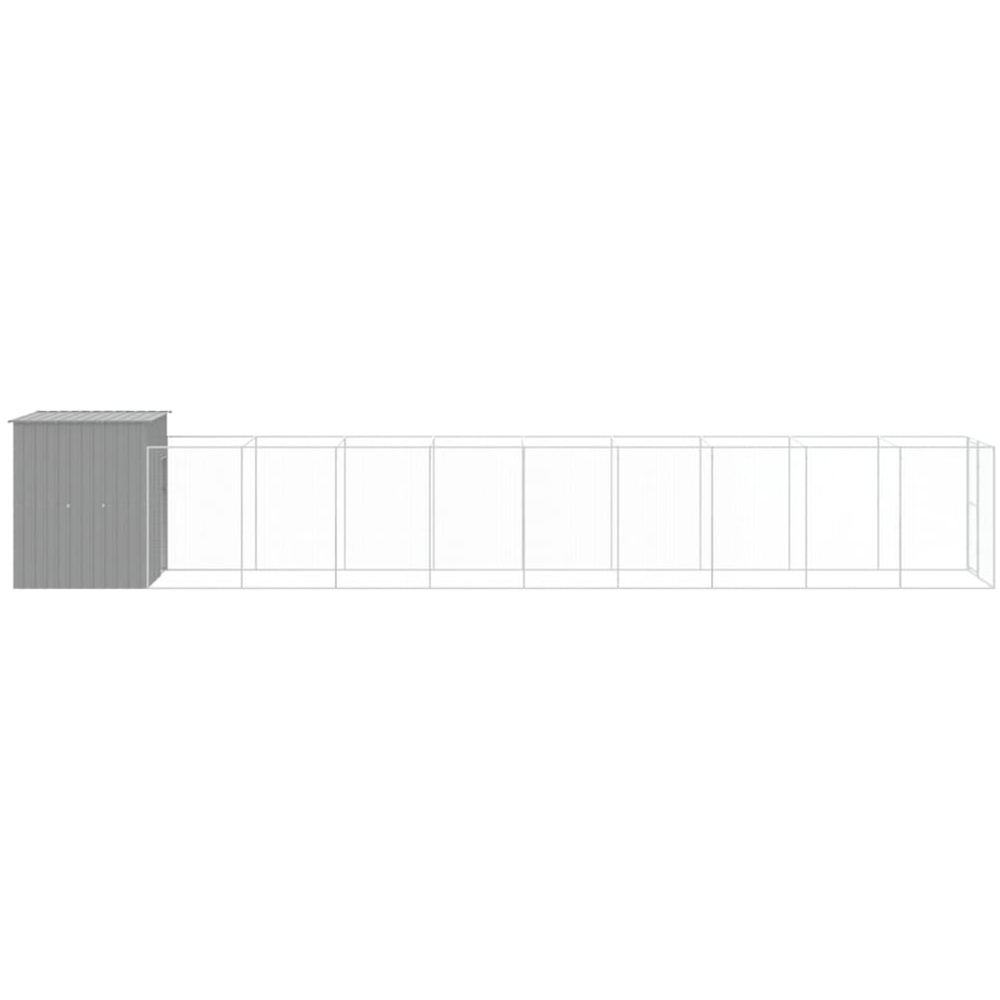 vidaXL Grey Dog House with Run 181 x 165 x 1067cm Image 4