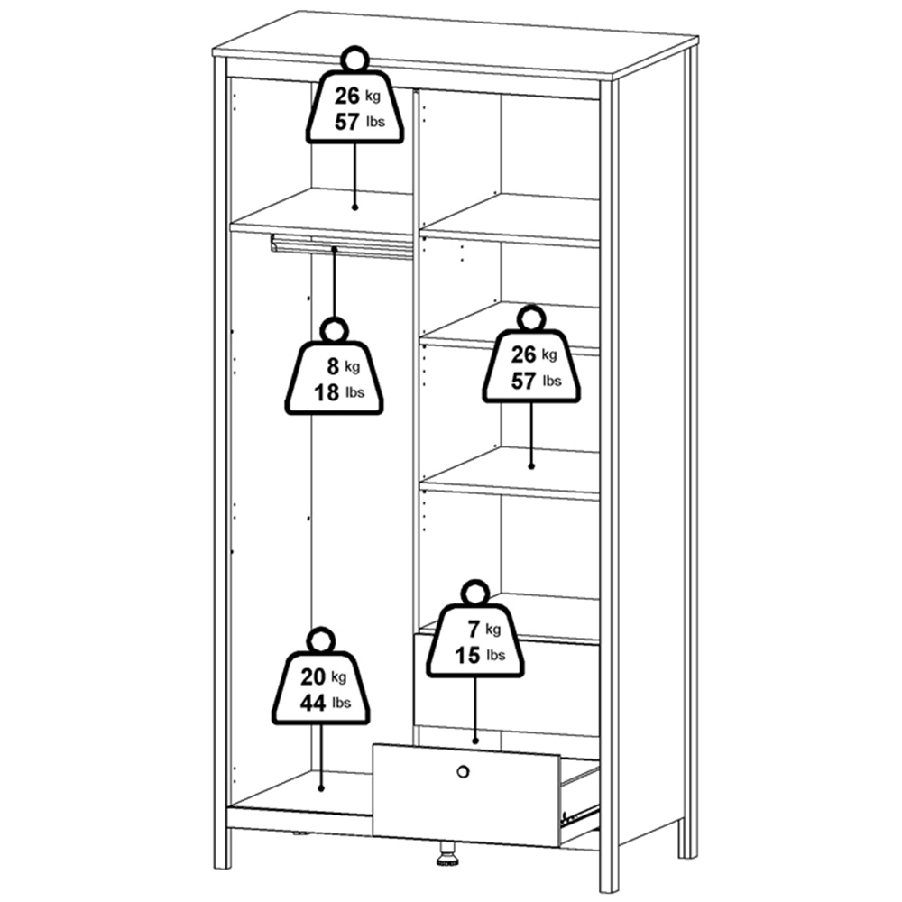 Florence Madrid 2 Door 2 Drawer Matt Black Wardrobe with Mirror Door Image 8