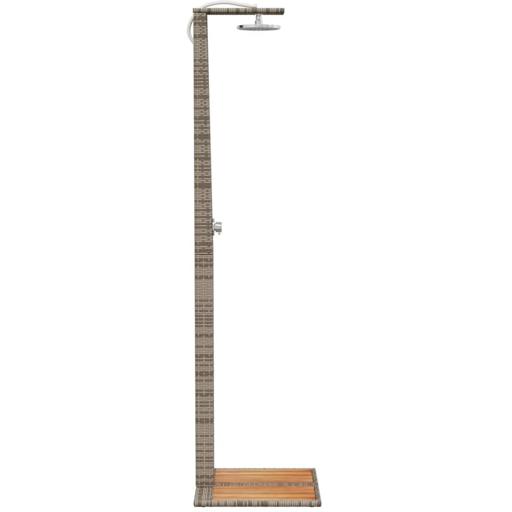 Wallplus Grey Poly Rattan and Acacia Wood Outdoor Shower with PVC Hose and Alloy Handle 224cm Image 3