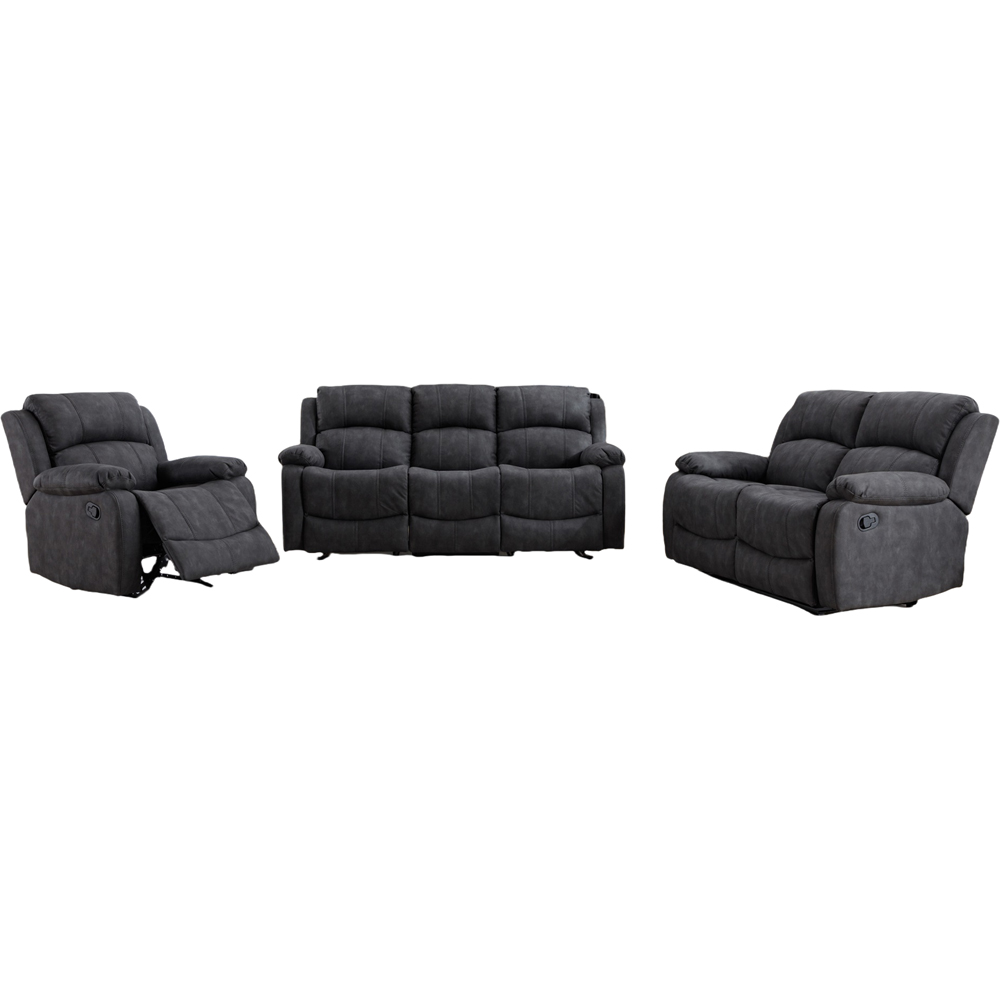 Furniture One 6 Seater Grey Manual Recliner Sofa Set Image 2