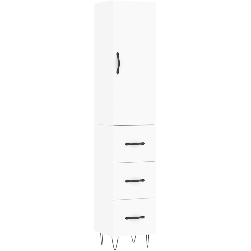 vidaXL Single Door 3 Drawer White Highboard Image 2