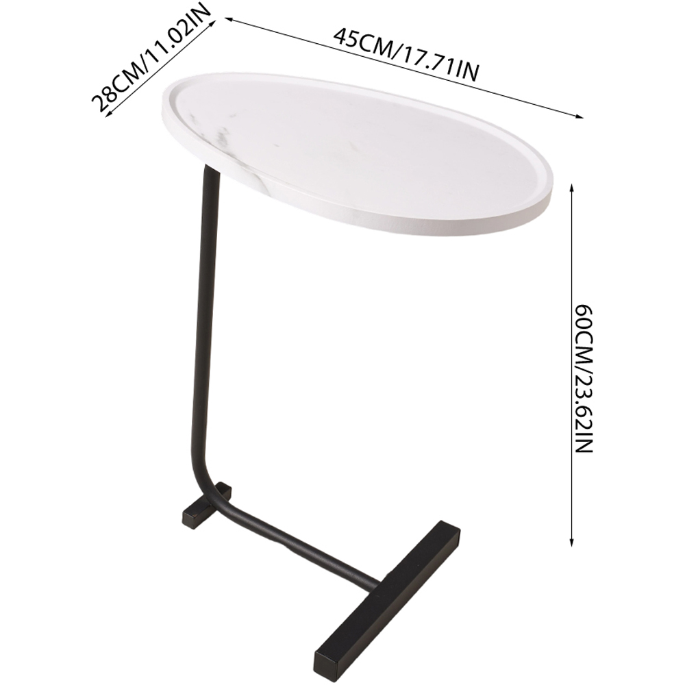 Living and Home Black and White C-Shape Side Table Image 9