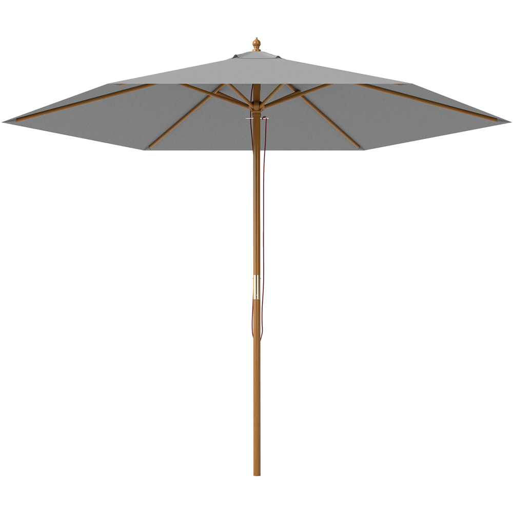 Outsunny Light Grey Wood Garden Sun Shade Parasol 2.5m Image 1