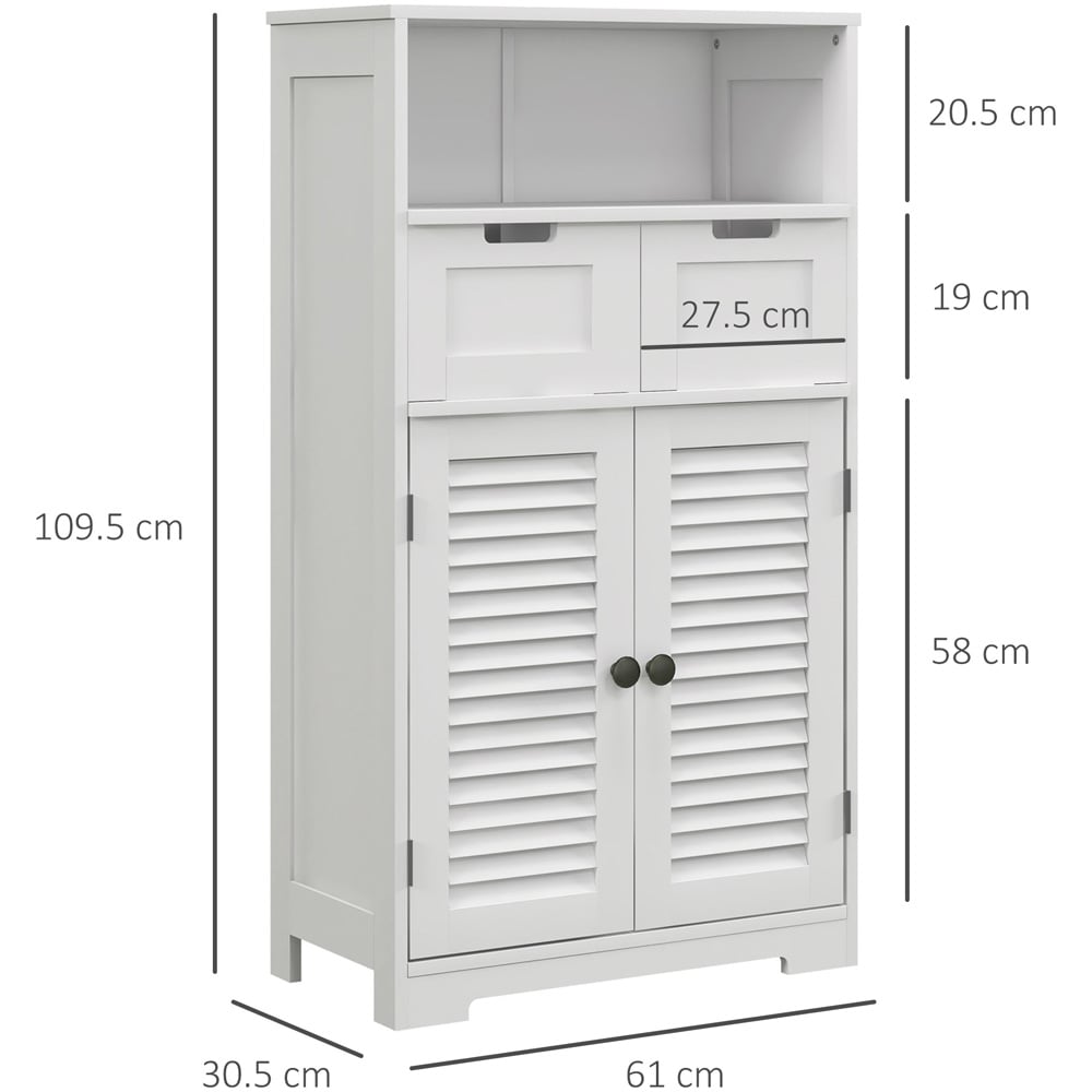 Portland White 2 Door 2 Drawer Bathroom Floor Cabinet Image 9
