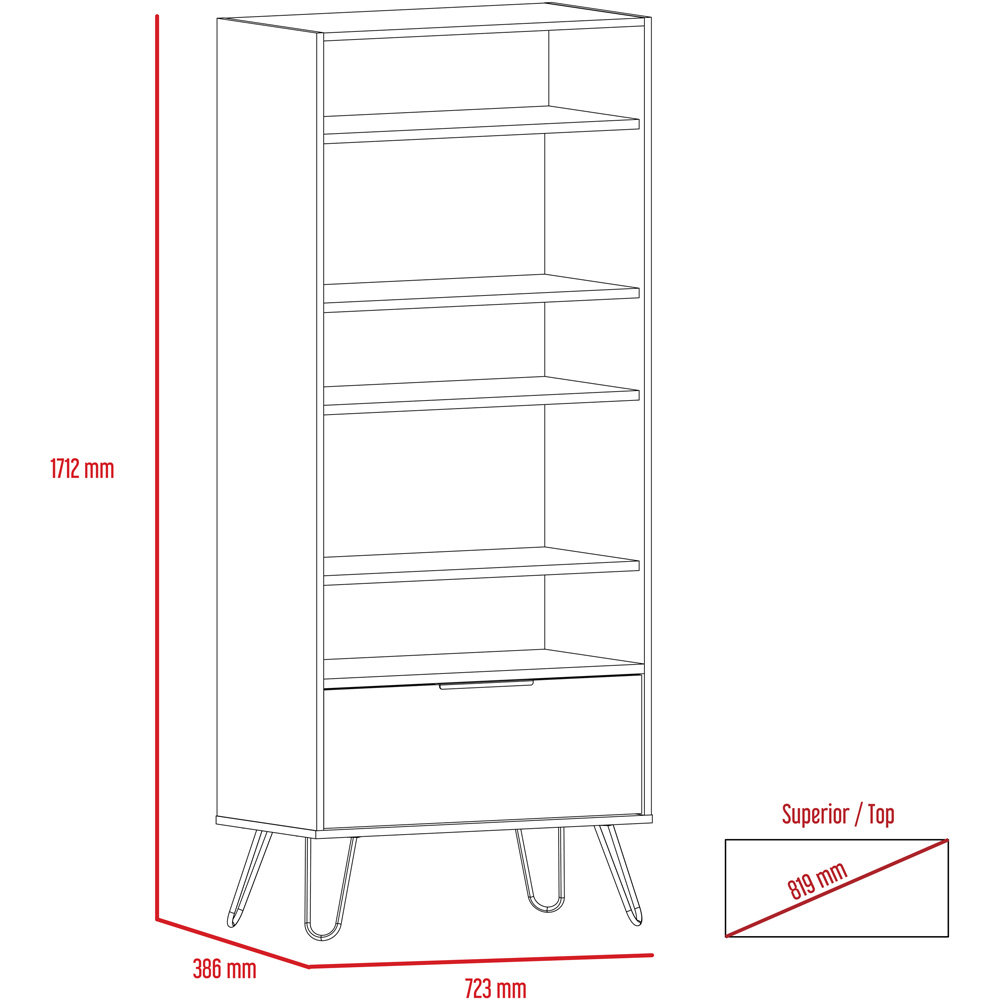 Core Products Nevada Single Door 5 Shelf Smoke Oak Effect Display Bookcase Image 6