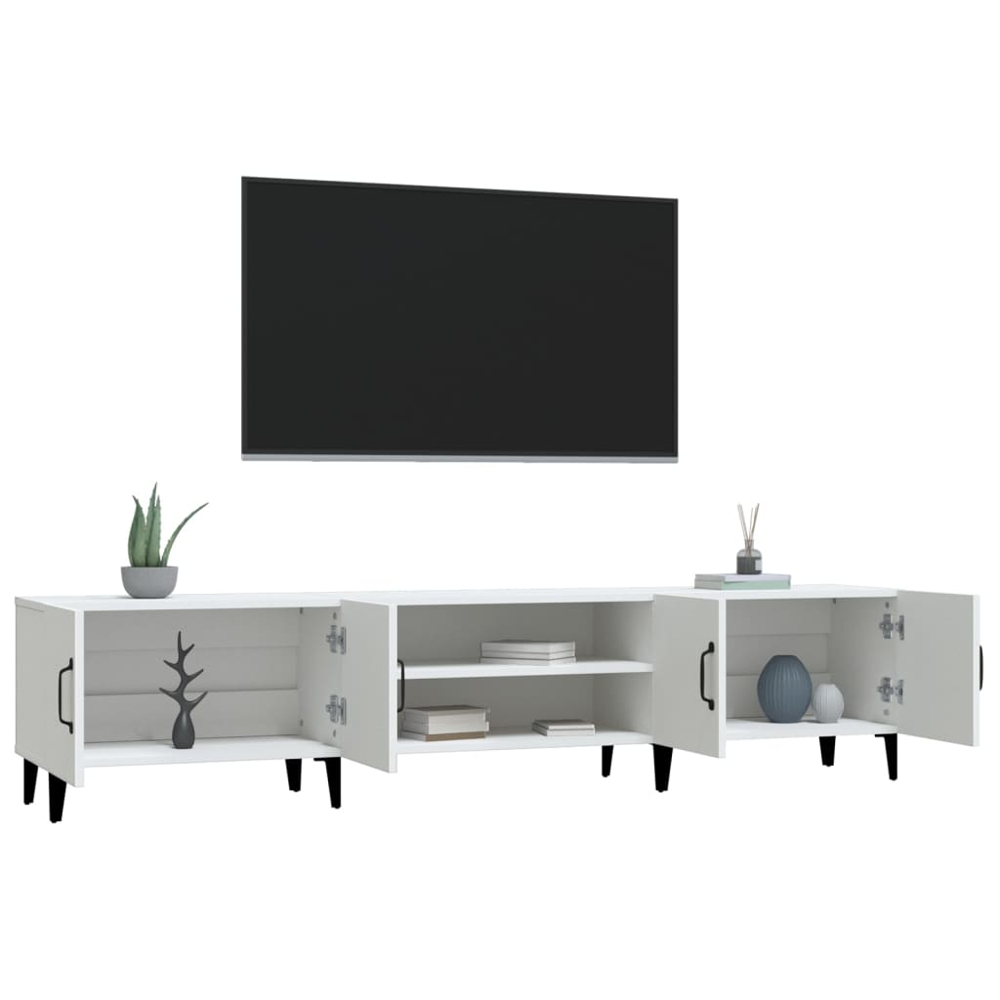 vidaXL 4 Door 2 Shelf White TV Cabinet Image 3