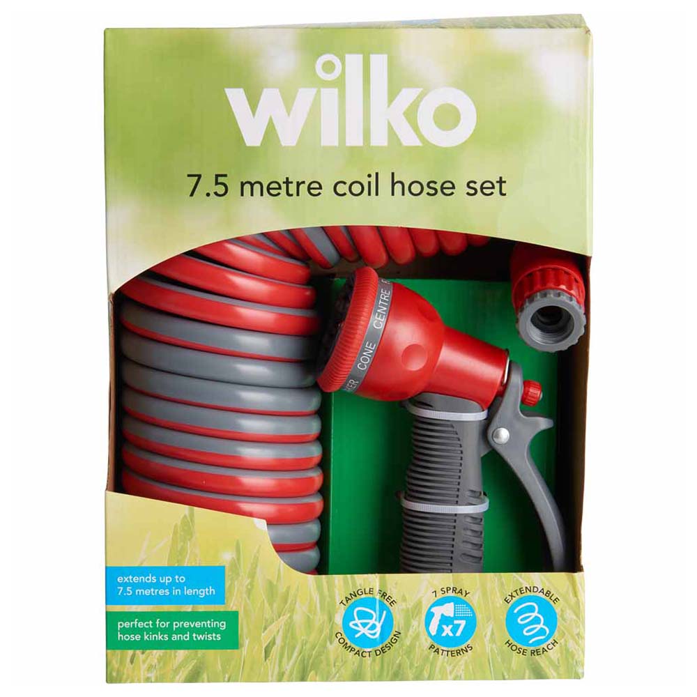 Wilko Coil Hose Set 7.5m Wilko