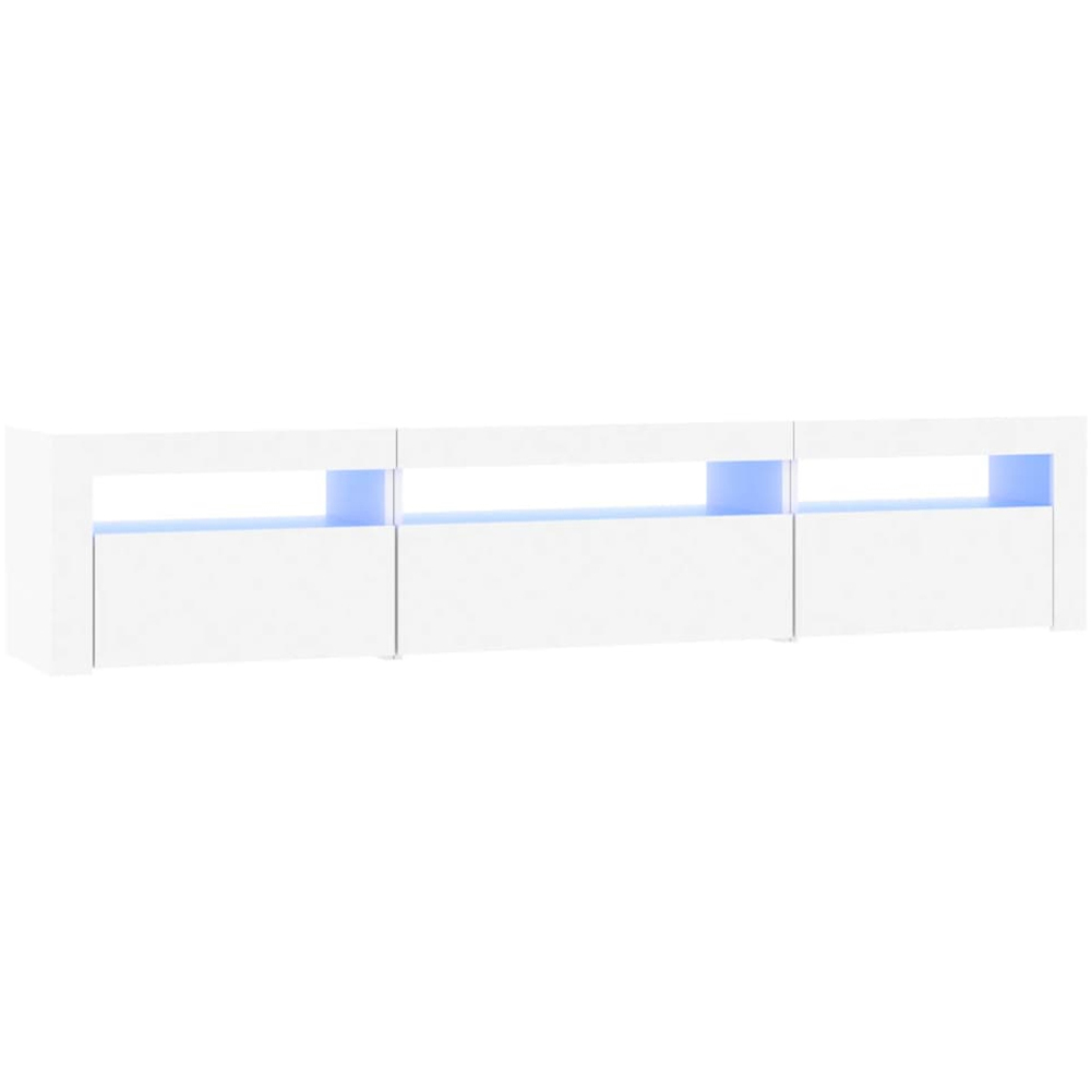 vidaXL 3 Door 3 Shelf White Wooden TV Cabinet with LED 3 Piece Image 2