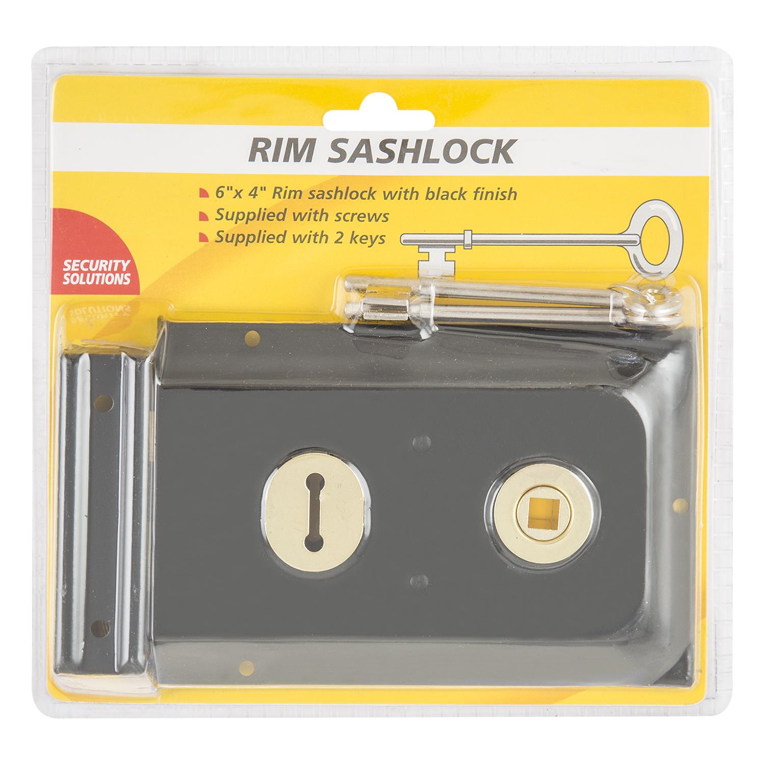 Hiatt Black Rim Sash Lock with 2 Keys Image 1