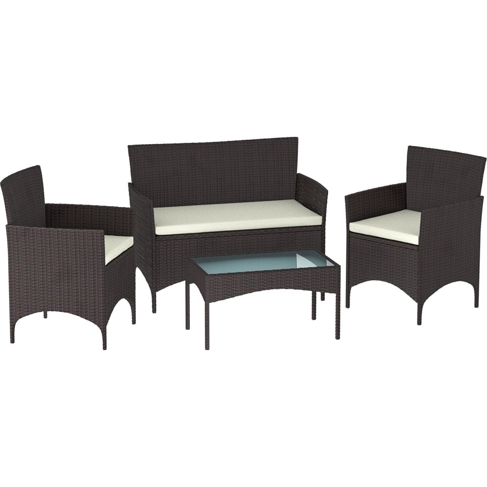 Garden Vida Kendal 4 Seater Brown Rattan Lounge Set Image 2