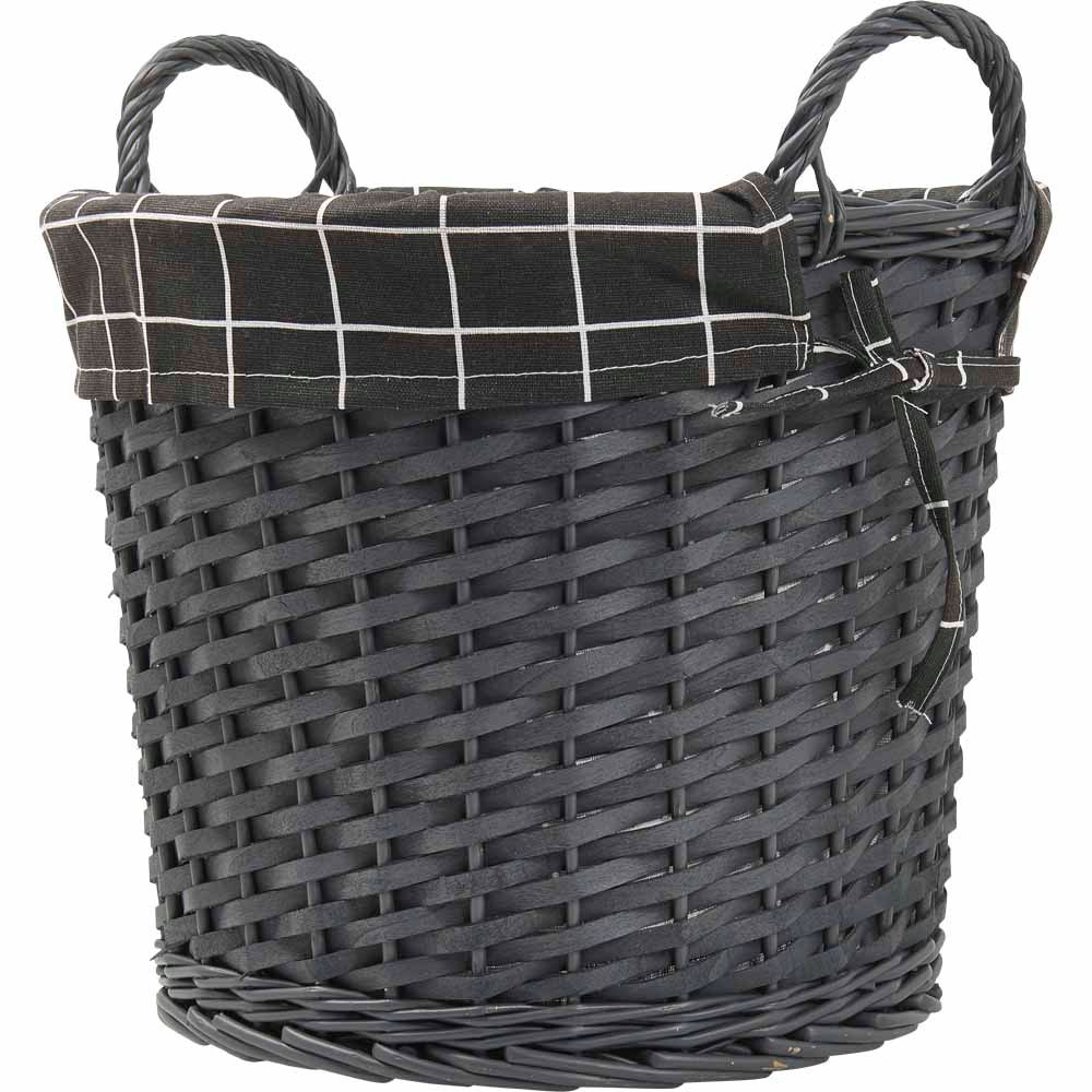 Wilko Grey Round Wicker Basket Image 2