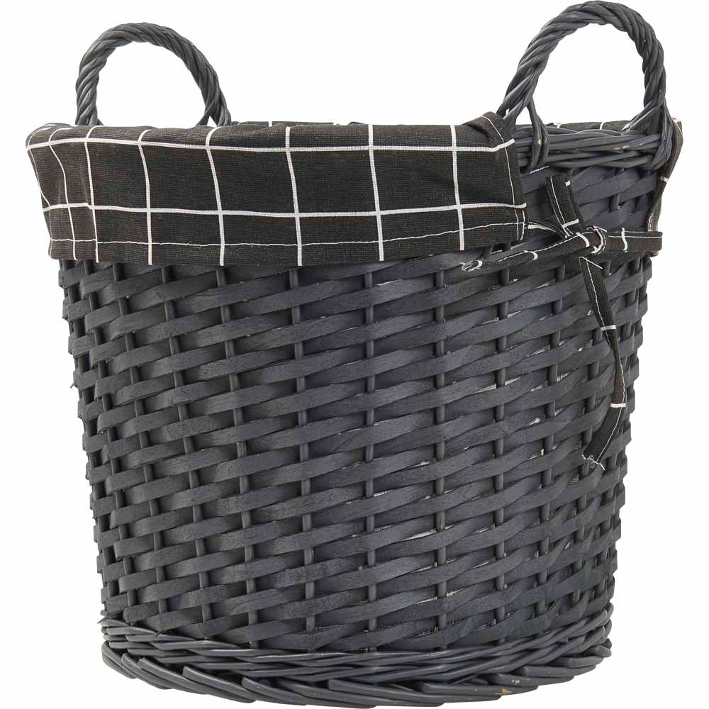 Wilko Grey Round Wicker Basket Wilko