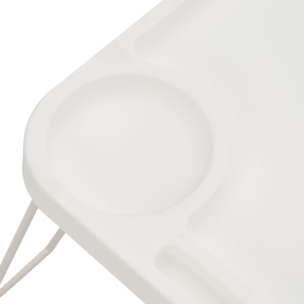 Living and Home White Foldable Bed Table with Cup Holder Image 5
