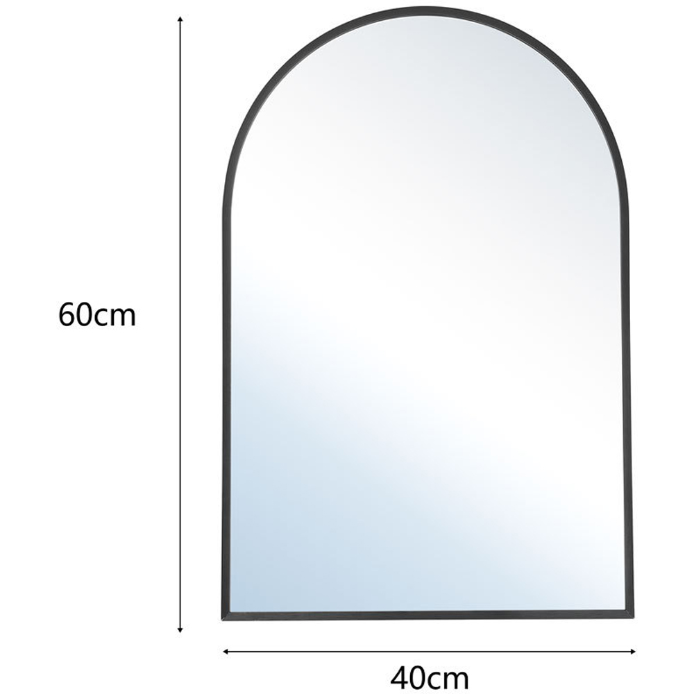 H&O Direct Black Aluminium Alloy Frame Arched Wall Mirror 60cm Image 5