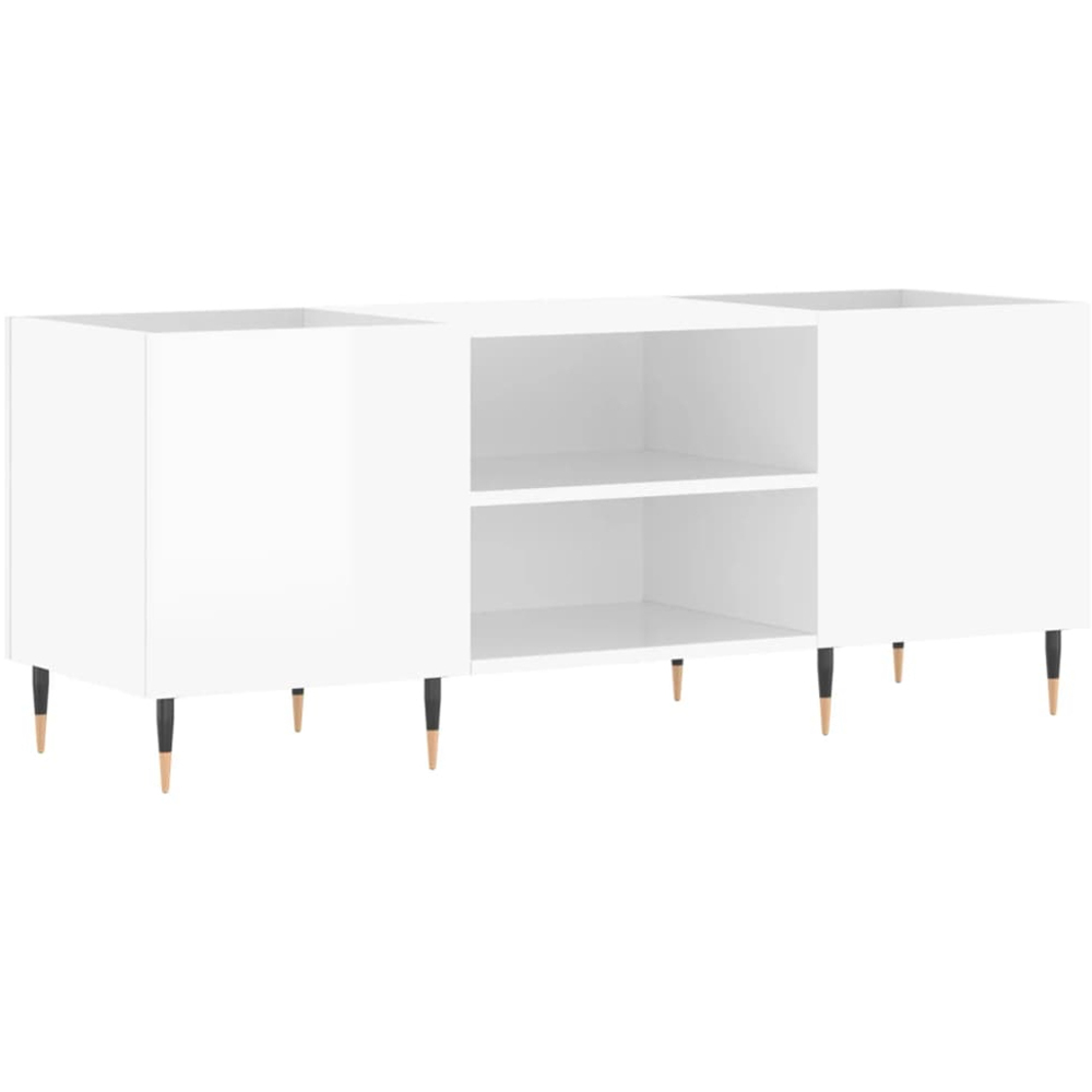 vidaXL 2 Shelf High Gloss White Record Cabinet Image 2