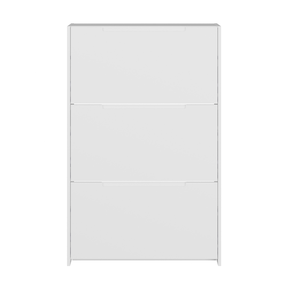 GFW Narrow White High Gloss 3 Tier Shoe Cabinet Image 3