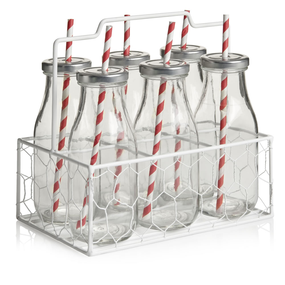 Wilko Milk Bottle Set of 6 Image 1