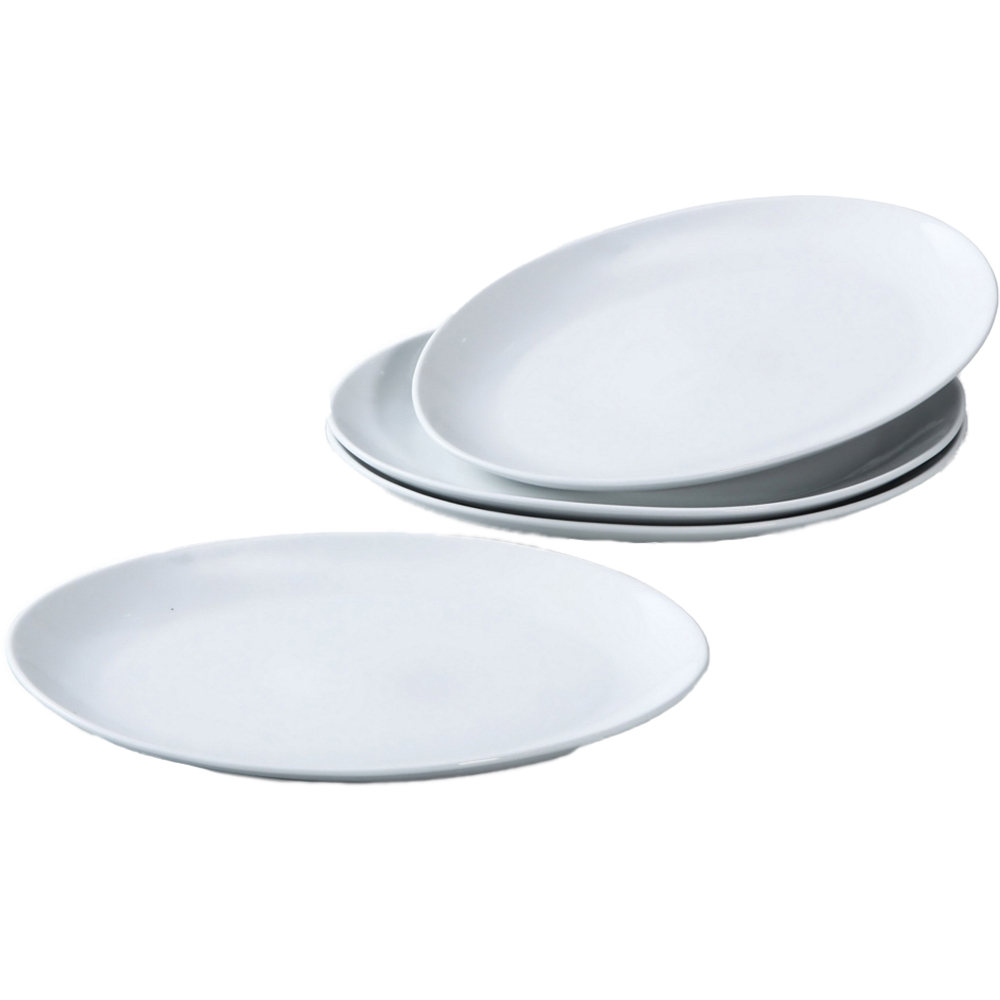 Waterside White 4 Piece Oval Steak Plates Image 1