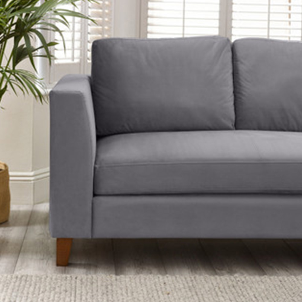 Furniturebox Fraser 4 Seater Grey Velvet L Shape Sofa Image 2