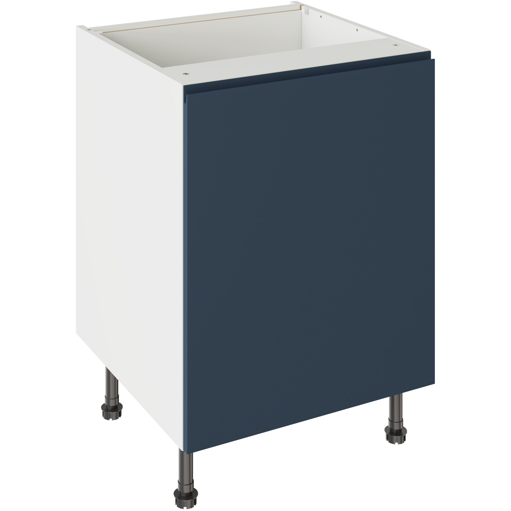 Kitchen Kit J-Pull Matt Indigo Blue Base Kitchen Cabinet Flatpack 600mm Image 1