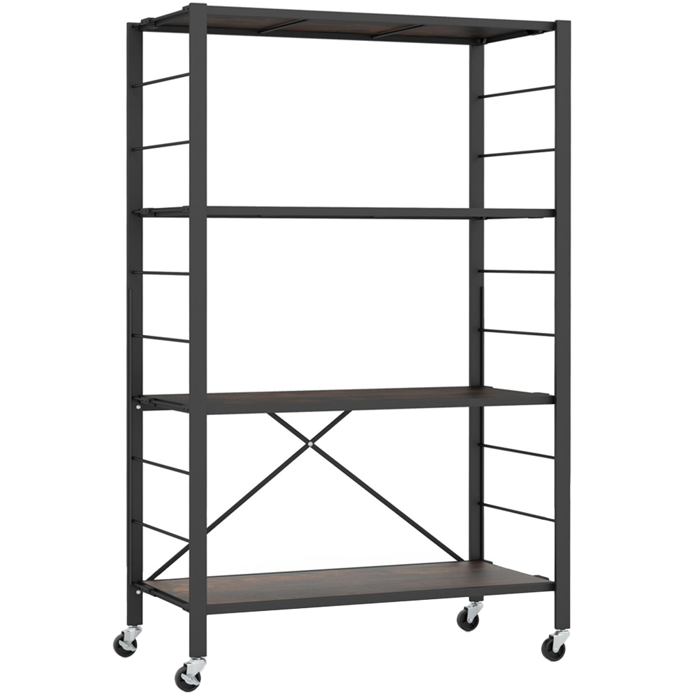 Costway 3 Shelf Black Metal Folding Wheeled Shelving Rack Image 1