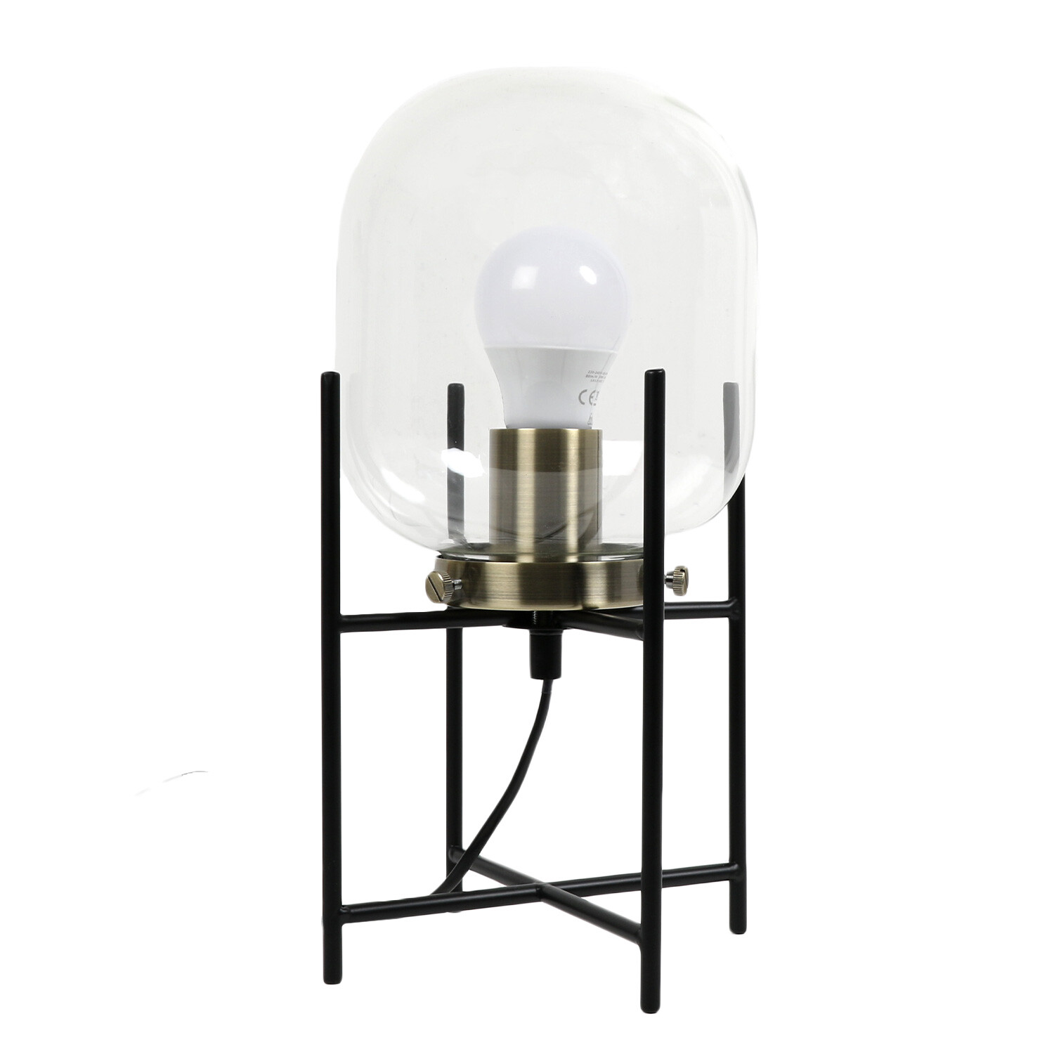 Oliver Black Glass Industrial Table Lamp Image 2