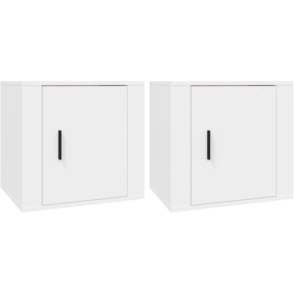 vidaXL Single Drawer White Bedside Table Set of 2 Image 2
