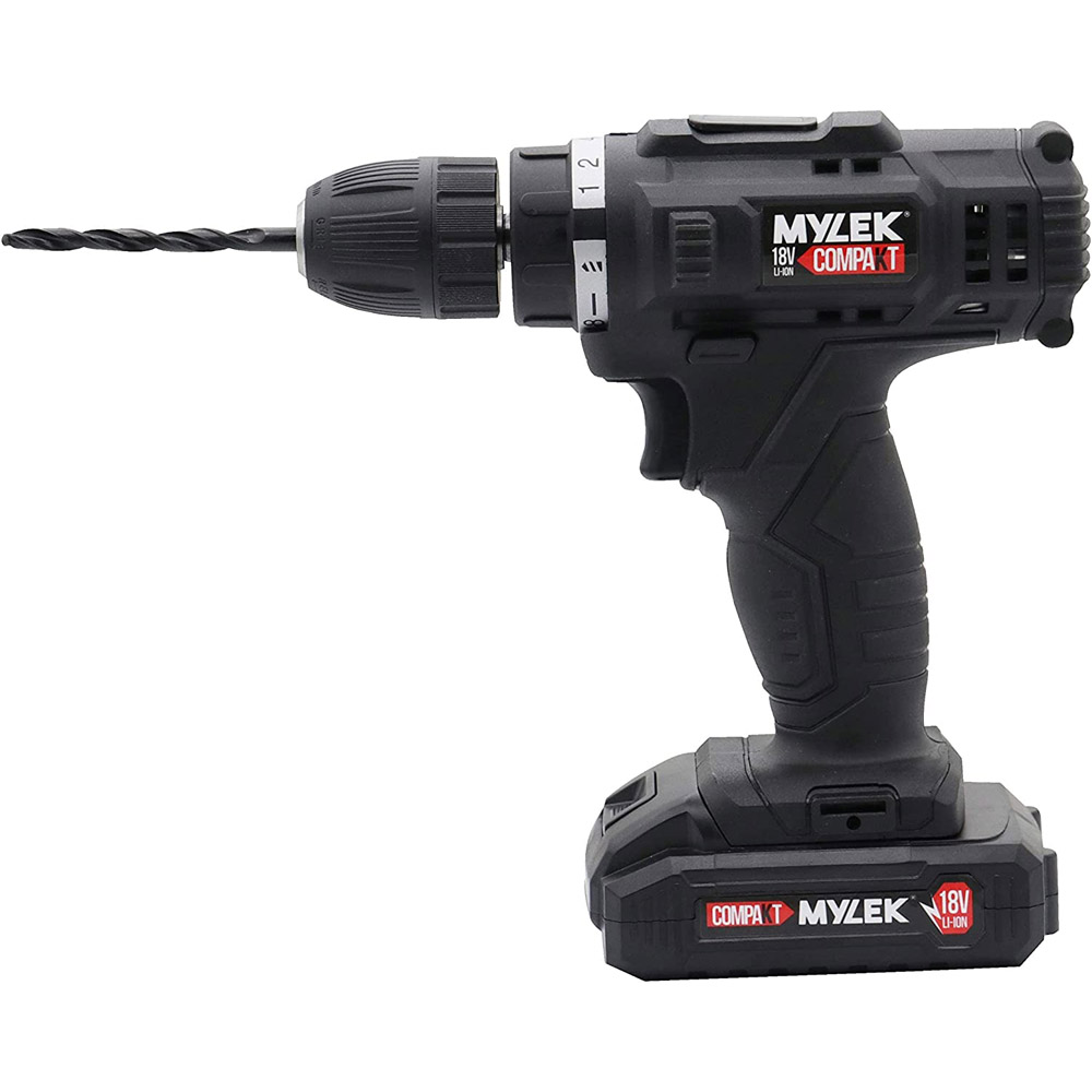 MYLEK 18V 1500mAh Lithium-Ion Drill Drive with Battery and 13 Bits Image 9