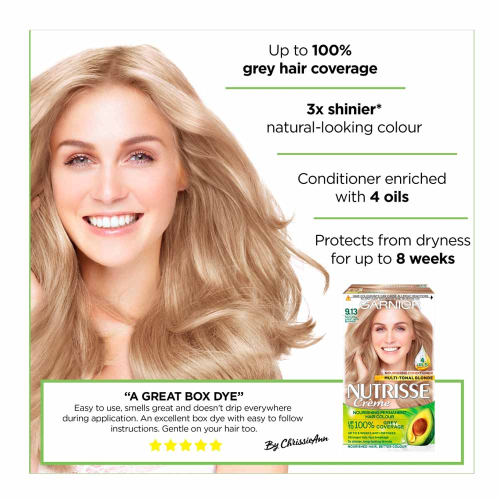 Garnier Nutrisse  Natural Light Ash Blonde Permanent Hair Dye | Wilko