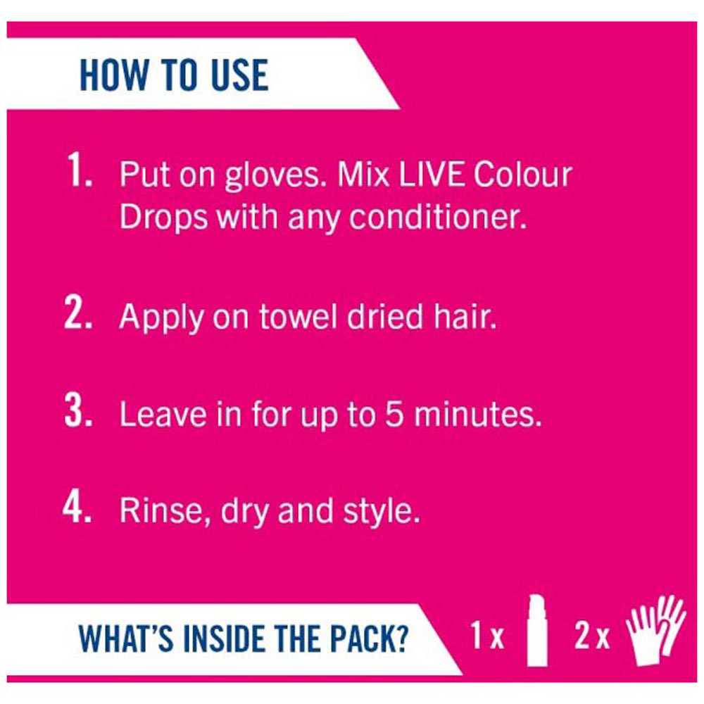 Schwarzkopf LIVE Semi Permanent Colour Drops Pink Hair Dye Petal Pink 30ml Image 4