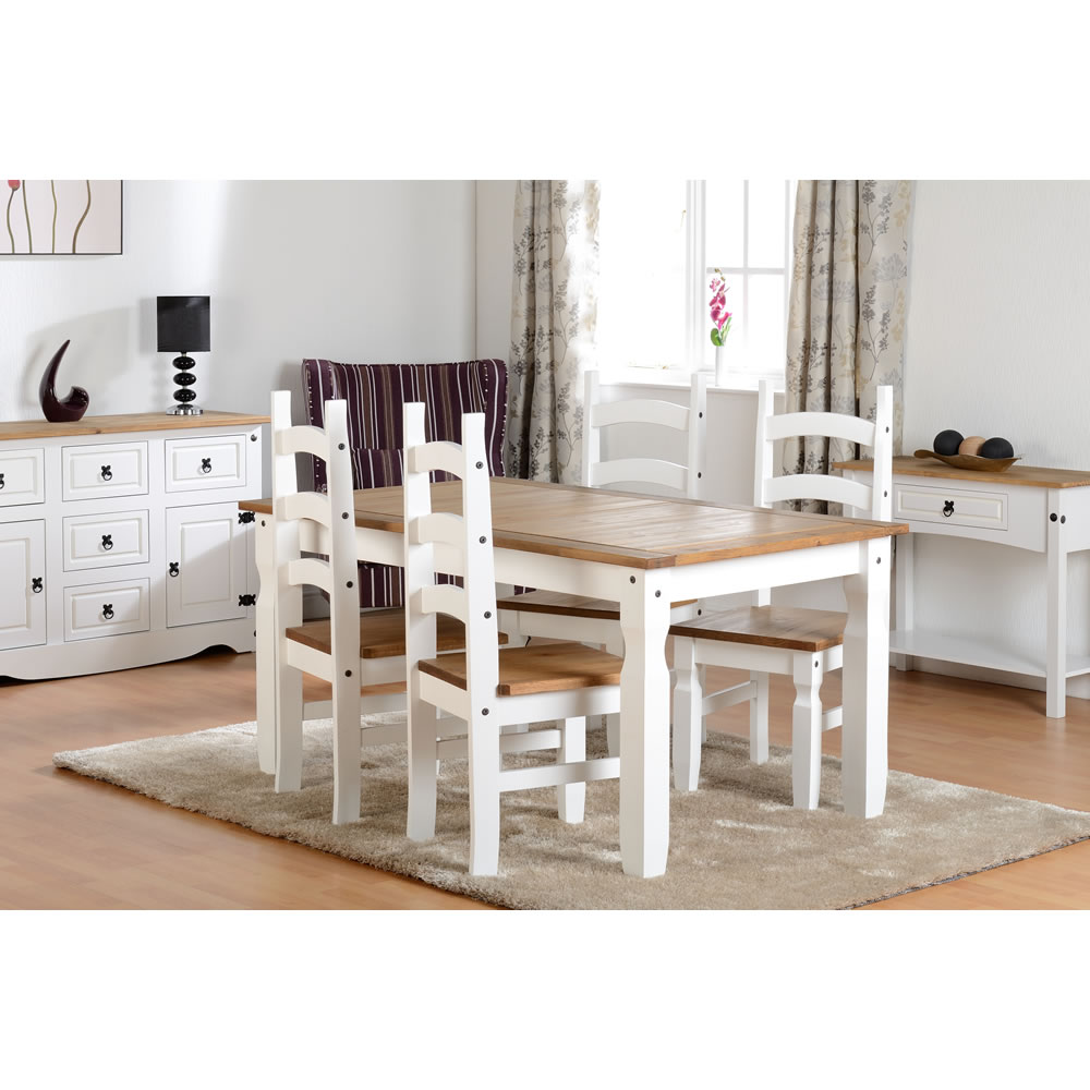 Corona White and Distressed Waxed Pine 5' Dining Set Image 2