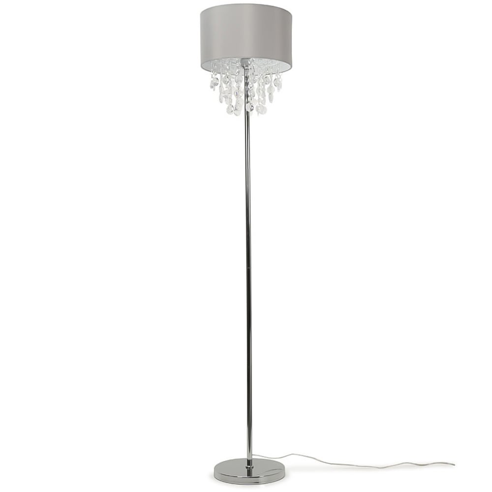 ValueLights Lulu Grey Fabric Shade Metal LED Floor Lamp Image 1