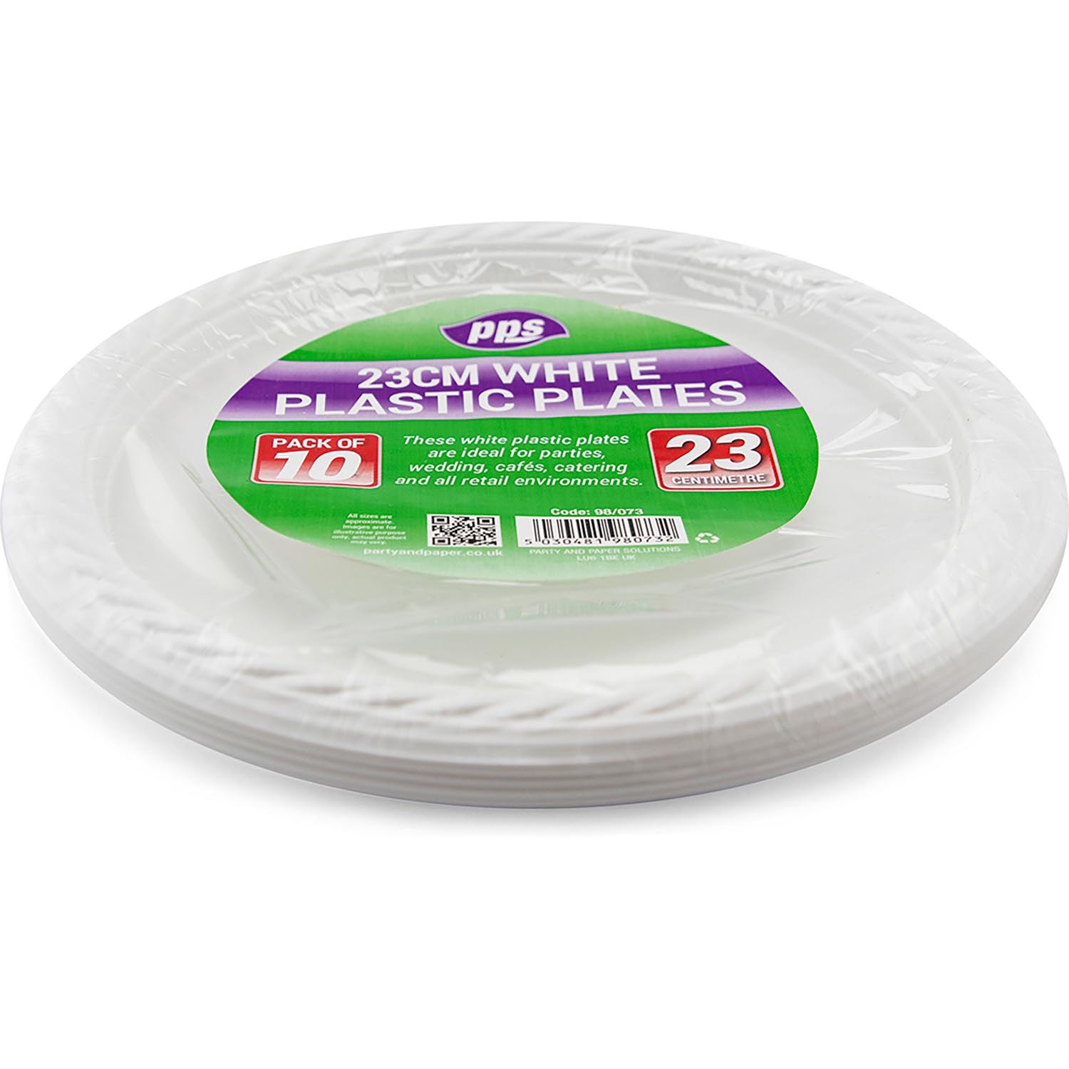 PPS White Round Plastic Party Plate 10 Pack Image