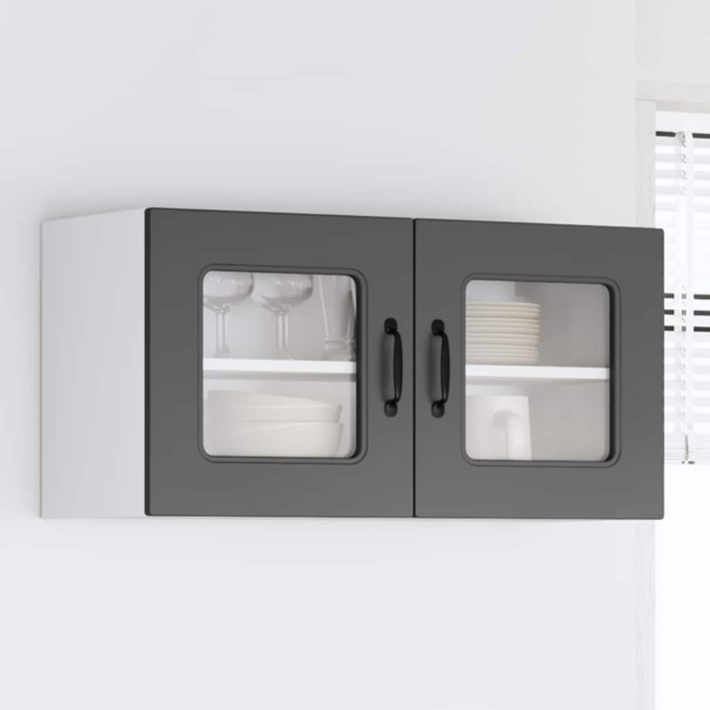 vidaXL Kalmar 2 Door Black Wall Kitchen Cabinet Image 1