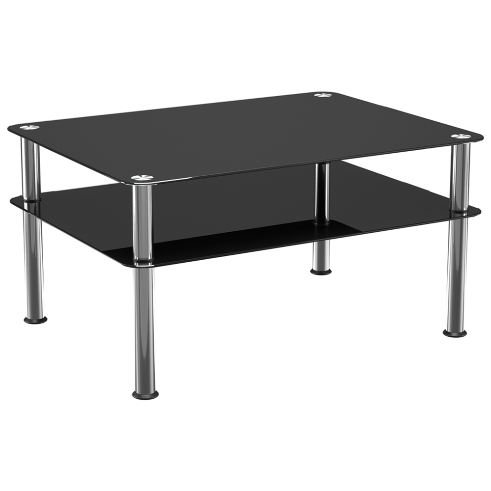 AVF Classic Black and Chrome Glass Coffee Table Image 2