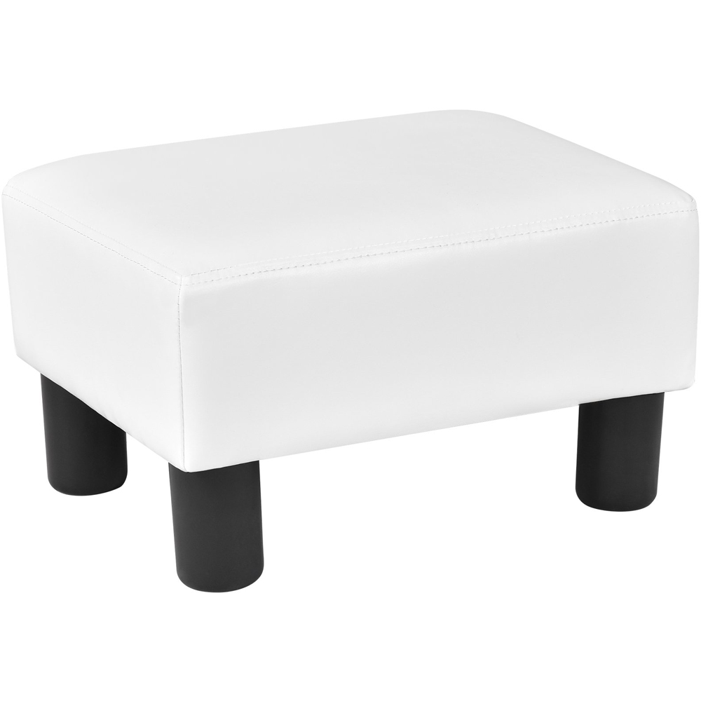 Costway White PU Leather Small Footstool Image 2