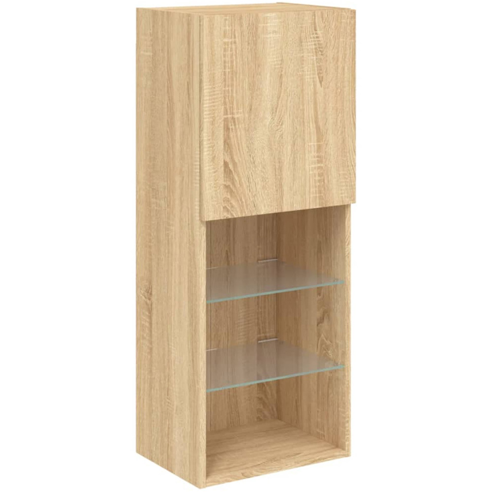 vidaXL Single Door 3 Open Shelf Sonoma Oak TV Cabinet with LED Light Image 7