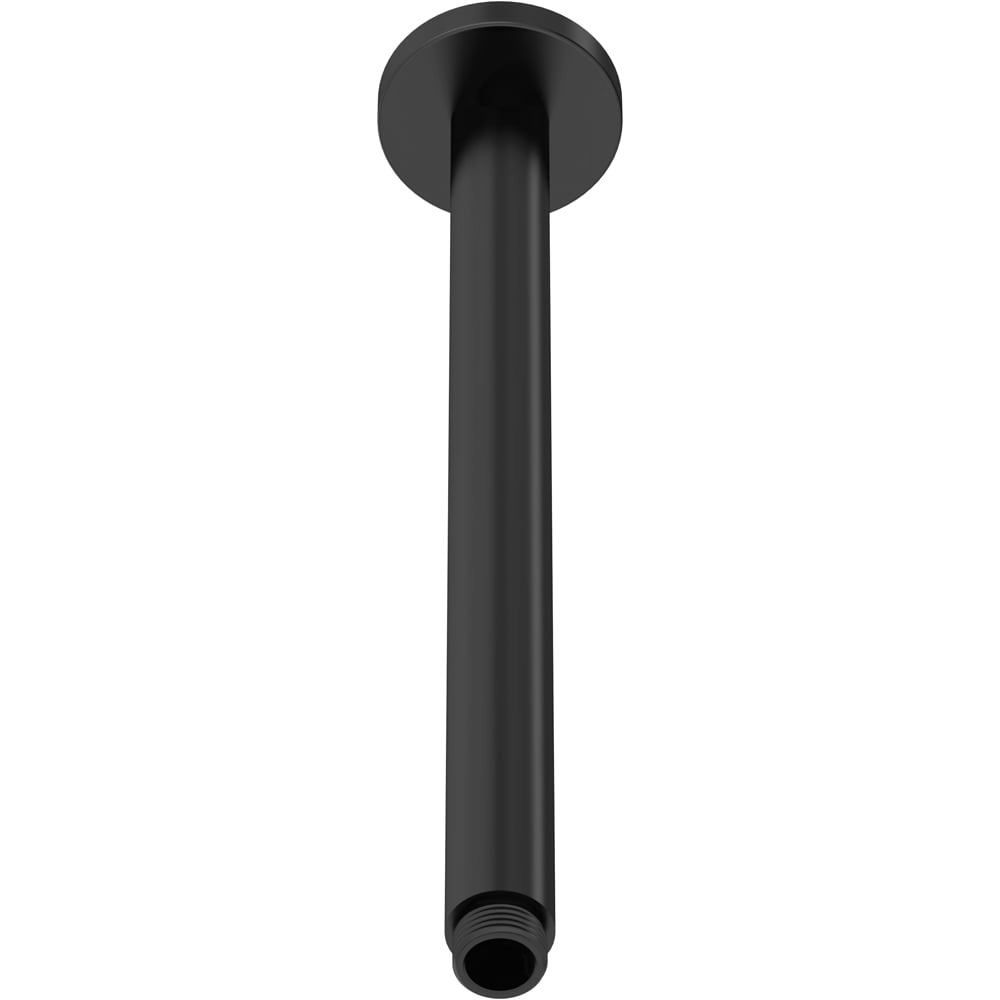 nuie Matt Black Round Ceiling Mounted Arm 300mm Image 1