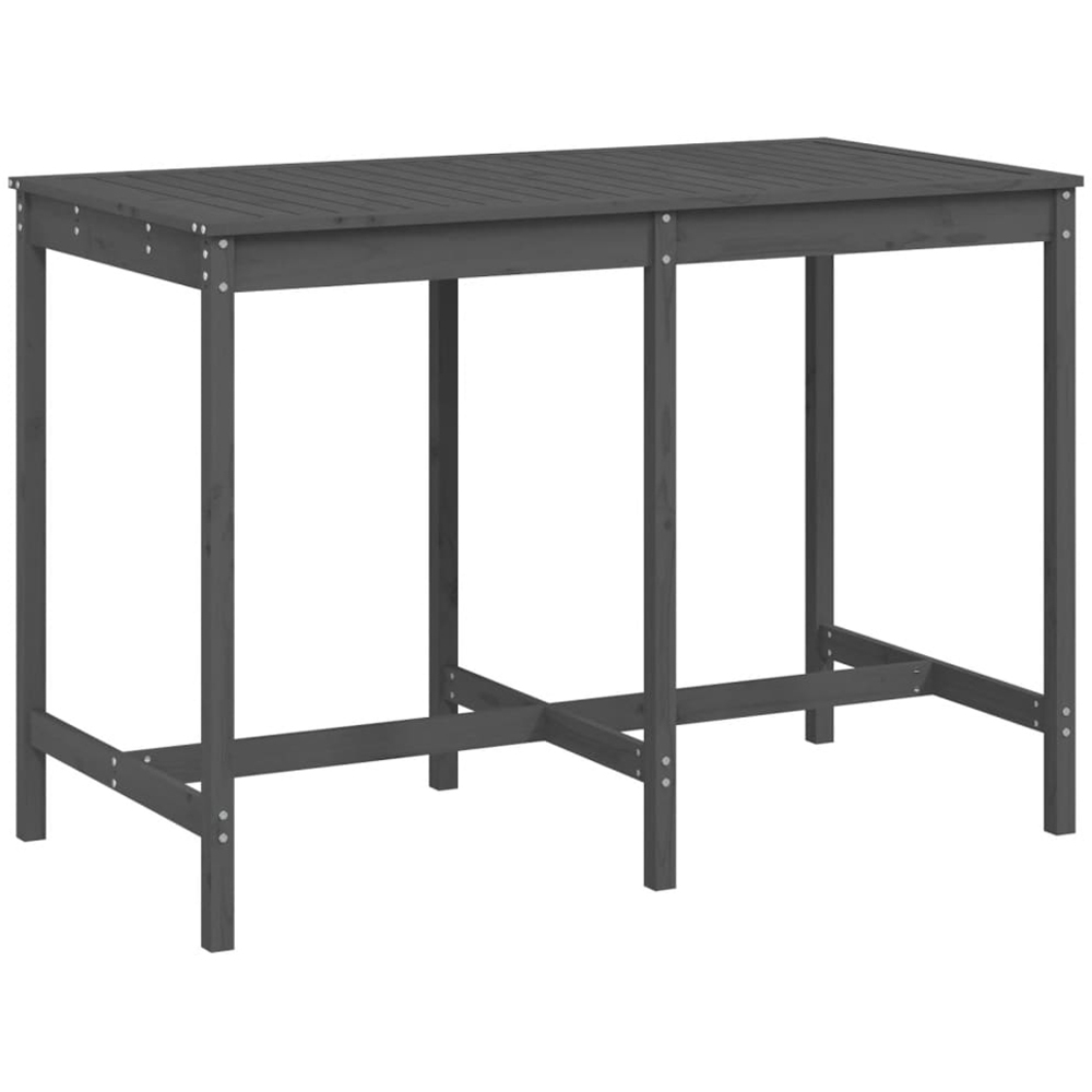 vidaXL 6 Seater Solid Pine Wood Slatted Garden Dining Table Grey Image 2