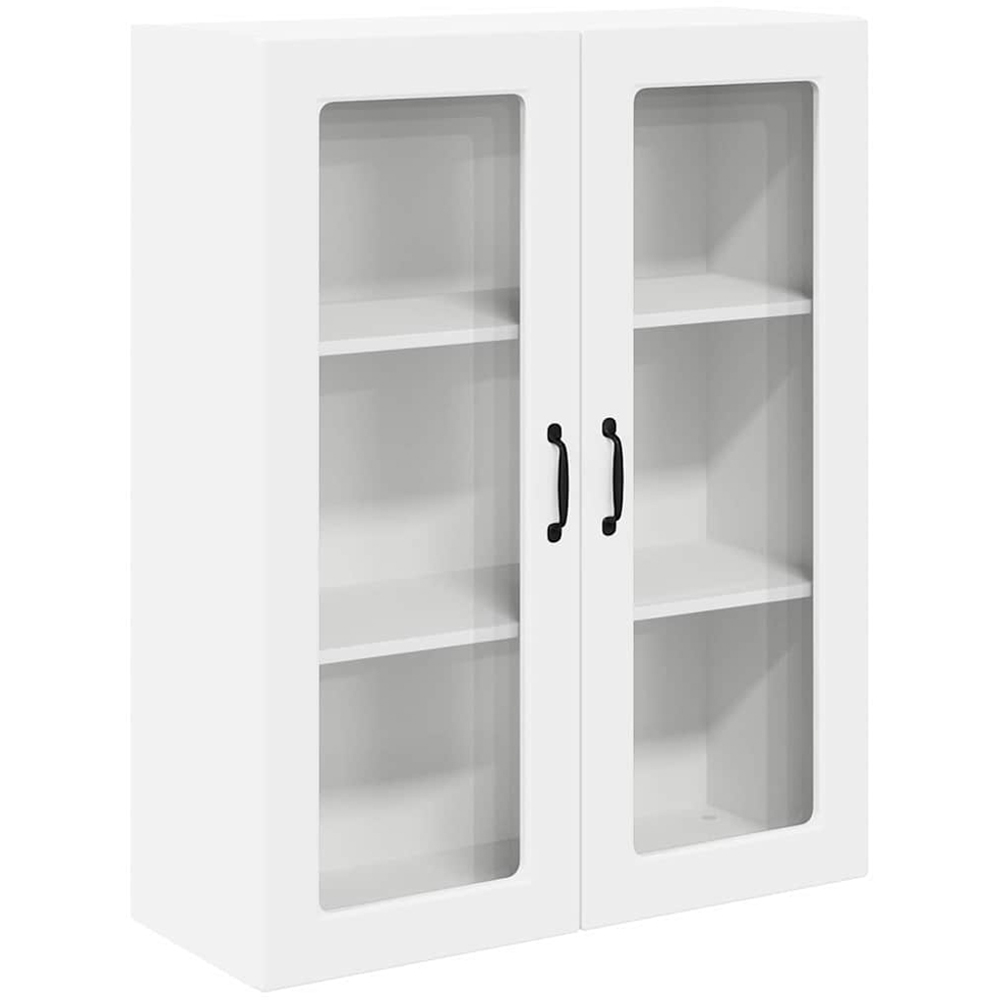 vidaXL 2 Glass Door White Kitchen Wall Cabinet Image 2