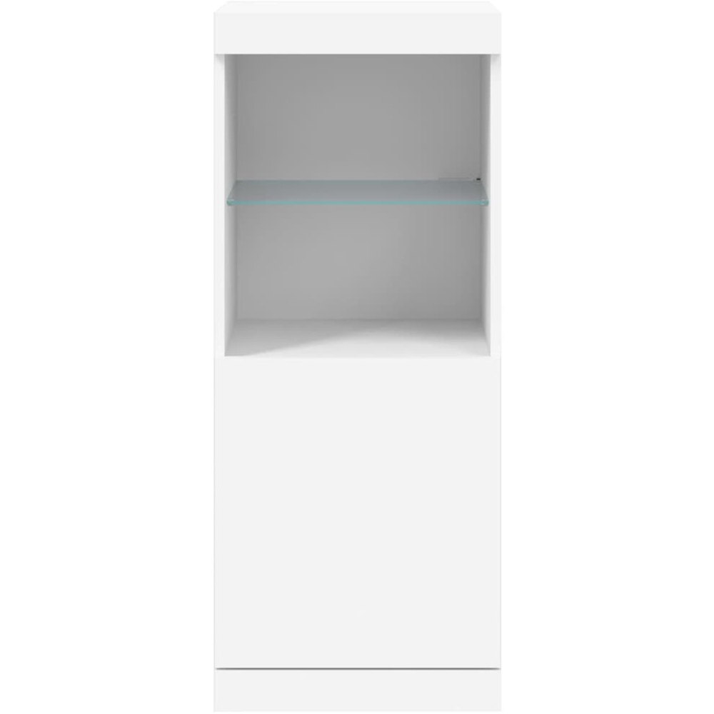 vidaXL Single Door 2 Shelf White LED Sideboard Image 6