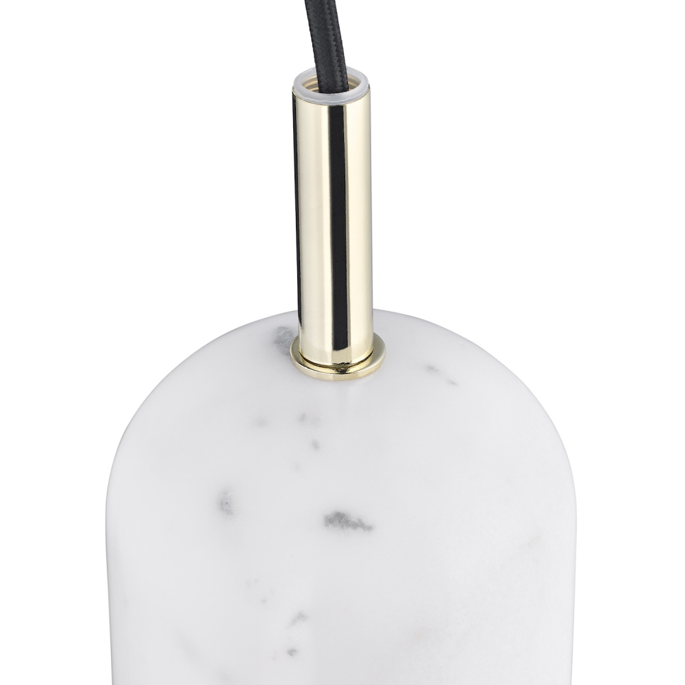 Happy Homewares White Marble Scandinavian Design Black Fabric Cable Pendant Lamp Fitting Image 4