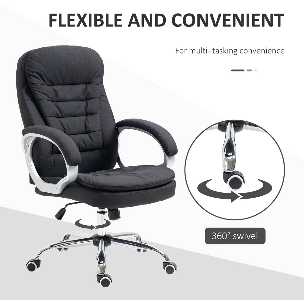 Portland Black Linen Swivel Office Chair Image 5