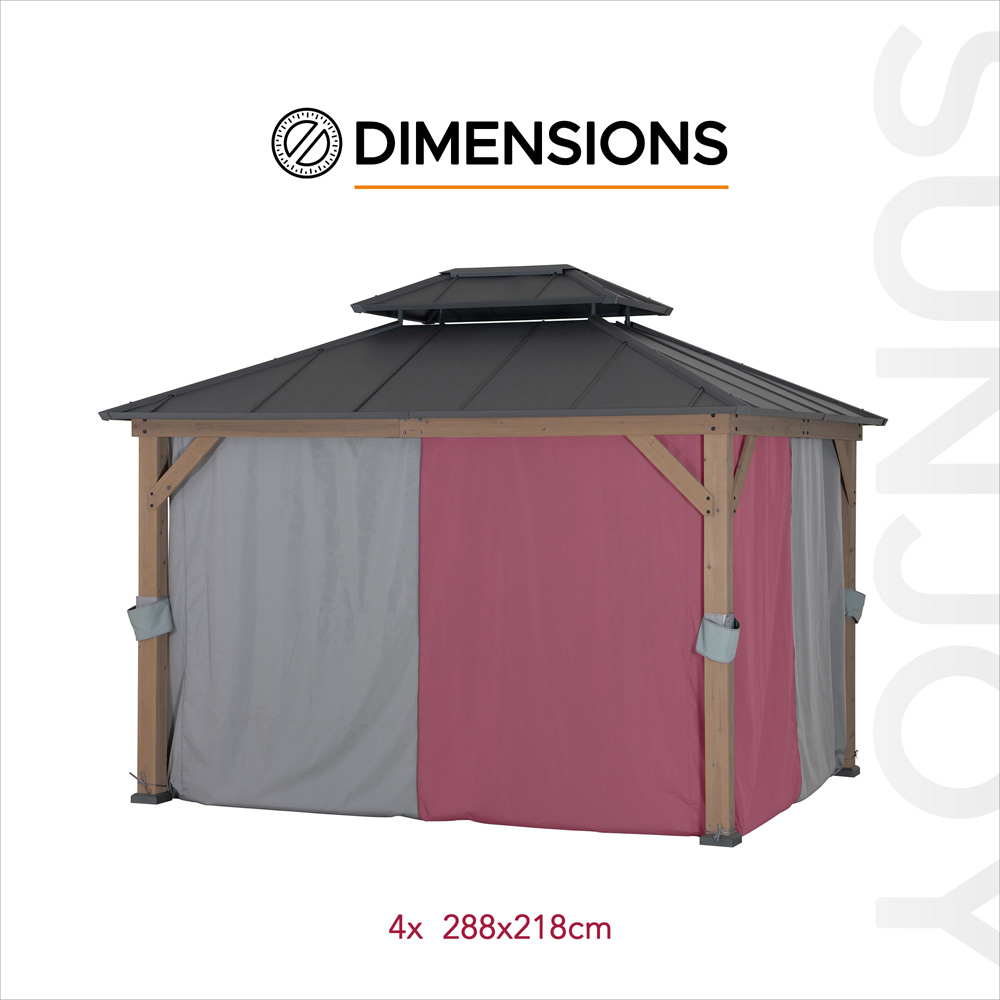 Sunjoy 3 x 3.6m Accessory Curtain for Cedar Wooden Gazebo (Gazebo Not Include) Image 4