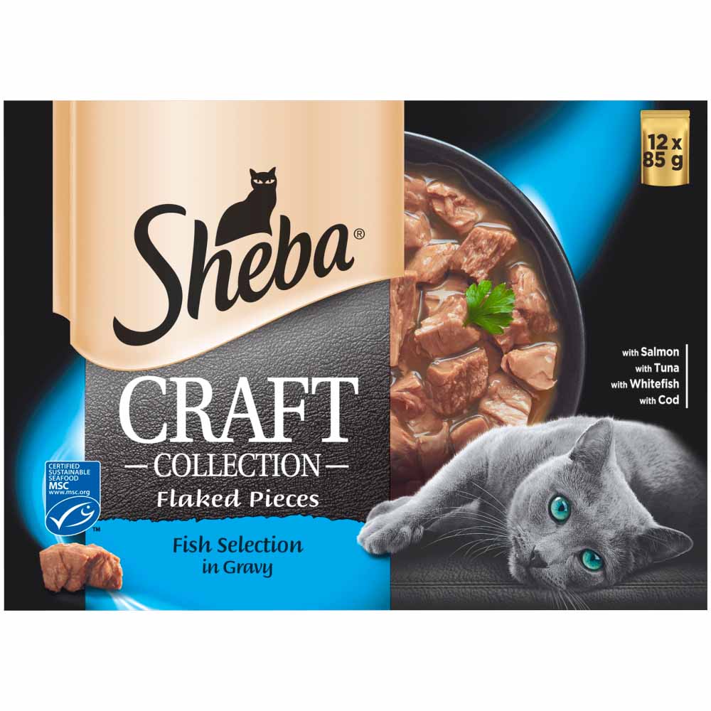 Sheba Craft Fish and Gravy Cat Food Pouches 12x85g Image 2