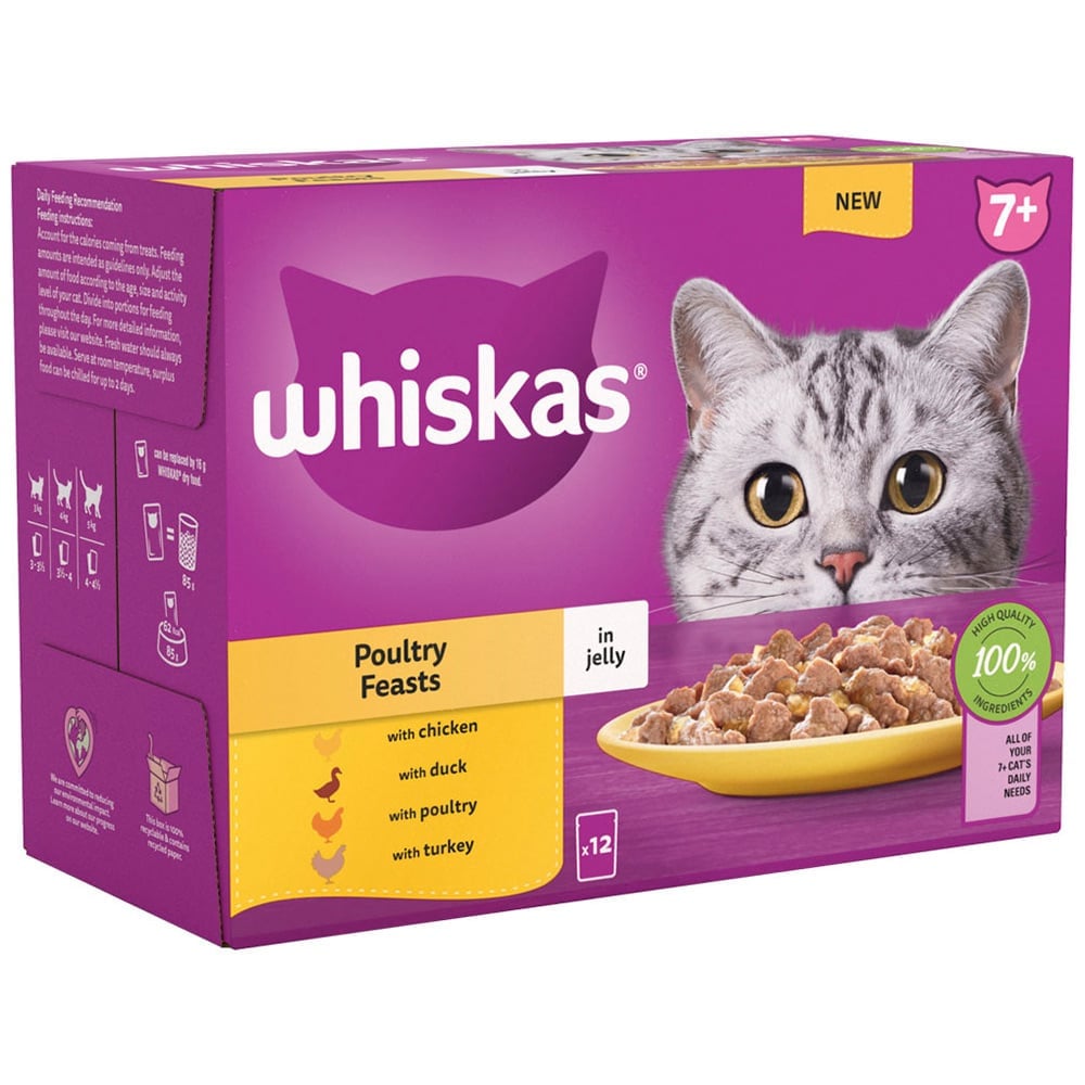 Whiskas Poultry Selection in Jelly Senior Wet Cat Food Pouches 85g Case of 4 x 12 Pack Image 2